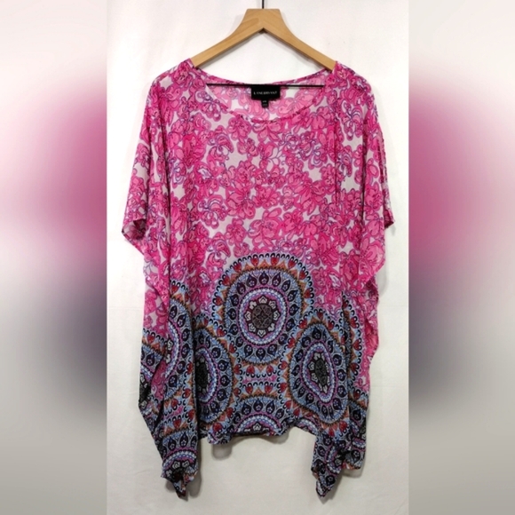 Lane Bryant Tops - Lane Bryant Floral Kimono Women's 14/16 Pink Barbiecore Retro 90s Y2K Beach